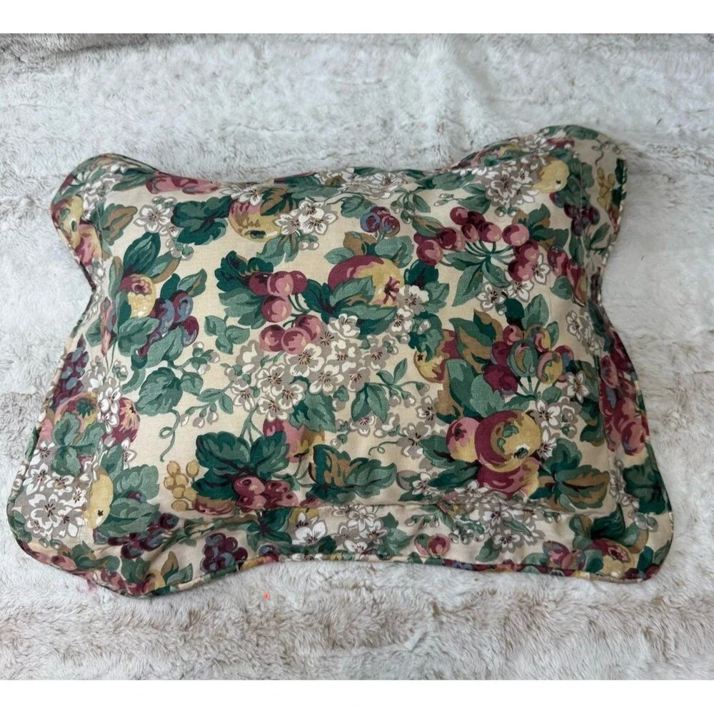 Vintage Laura Ashley Cottage Rubens Fruits Padded Decorative Throw Pillow